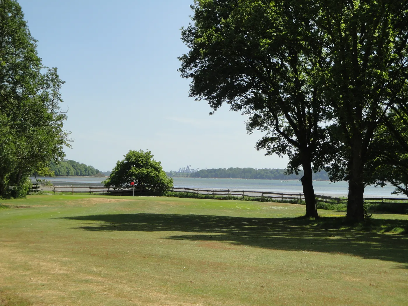 Golf course fairway with River Orwell estuary views at Alnesbourne Priory, Nacton Suffolk